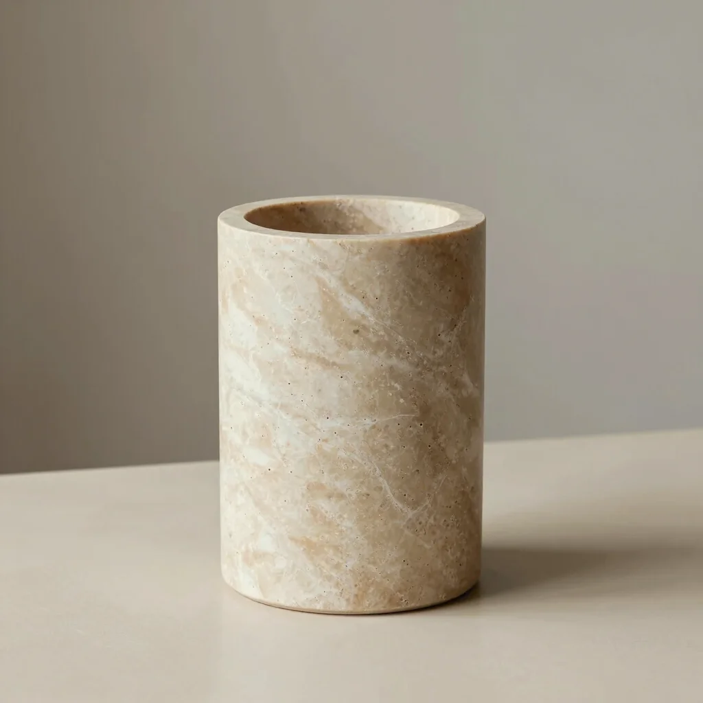 Travertine Desk Organizer Vessel